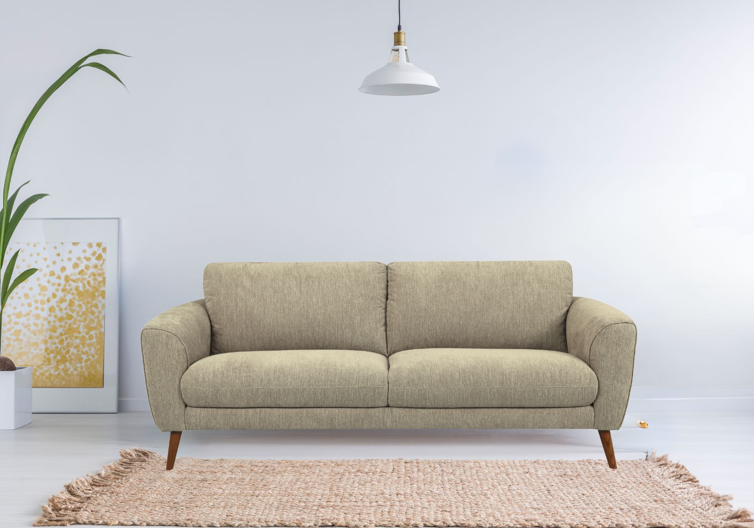 Porto 3 Seater & 2 Seater Fabric Sofa (Beige, Cream)