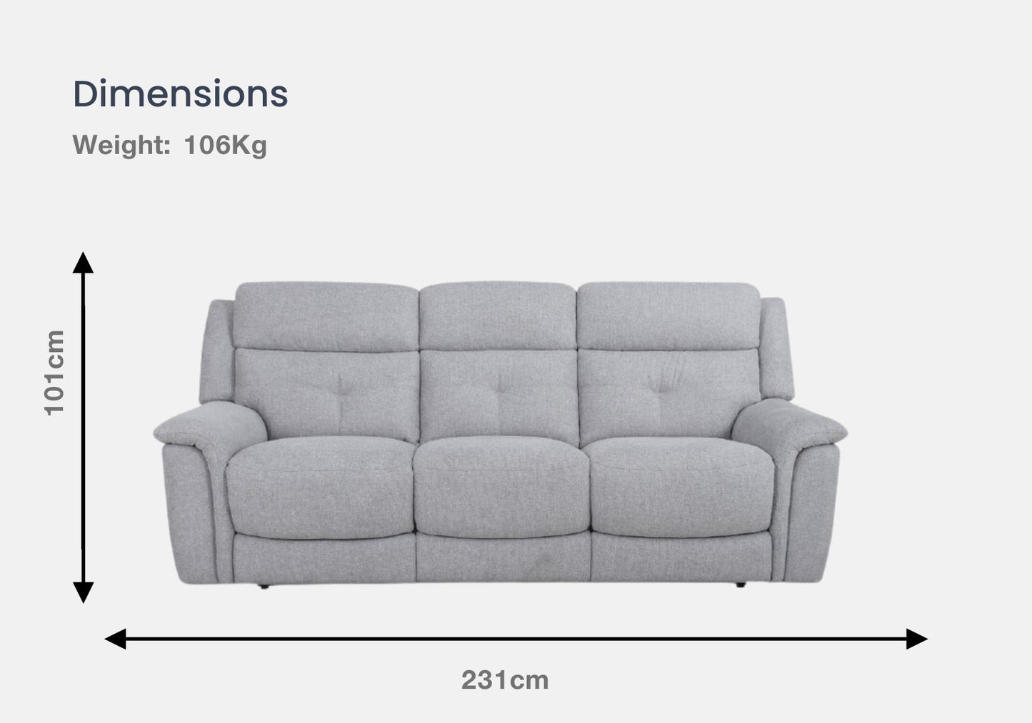 Kiara 3 Seater & 2 Seater Half-Leather Recliner Sofa (Light Grey, Grey)