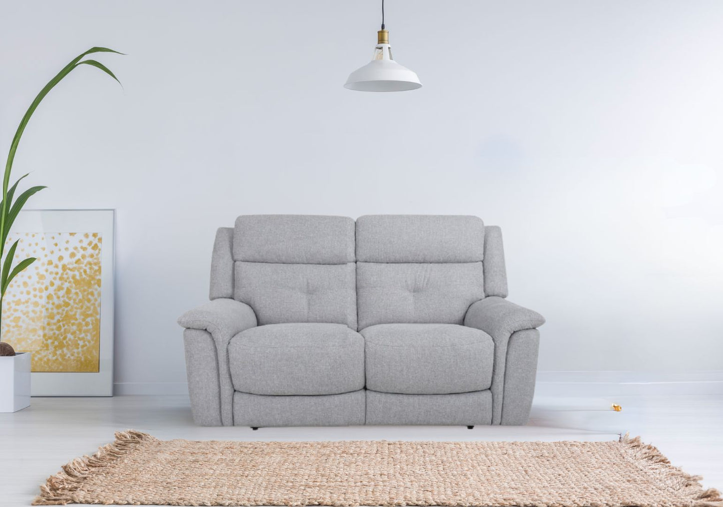 Kiara 3 Seater & 2 Seater Half-Leather Recliner Sofa (Light Grey, Grey)