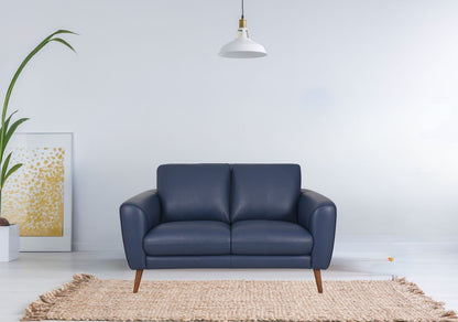 Porto 2 Seater Half-Leather Sofa (Dark Denim, Blue)