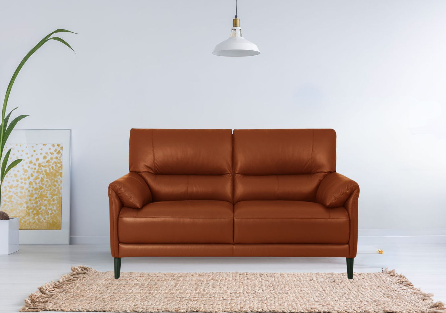 Greta 2 Seater Half-Leather Sofa (Brandy, Brown)