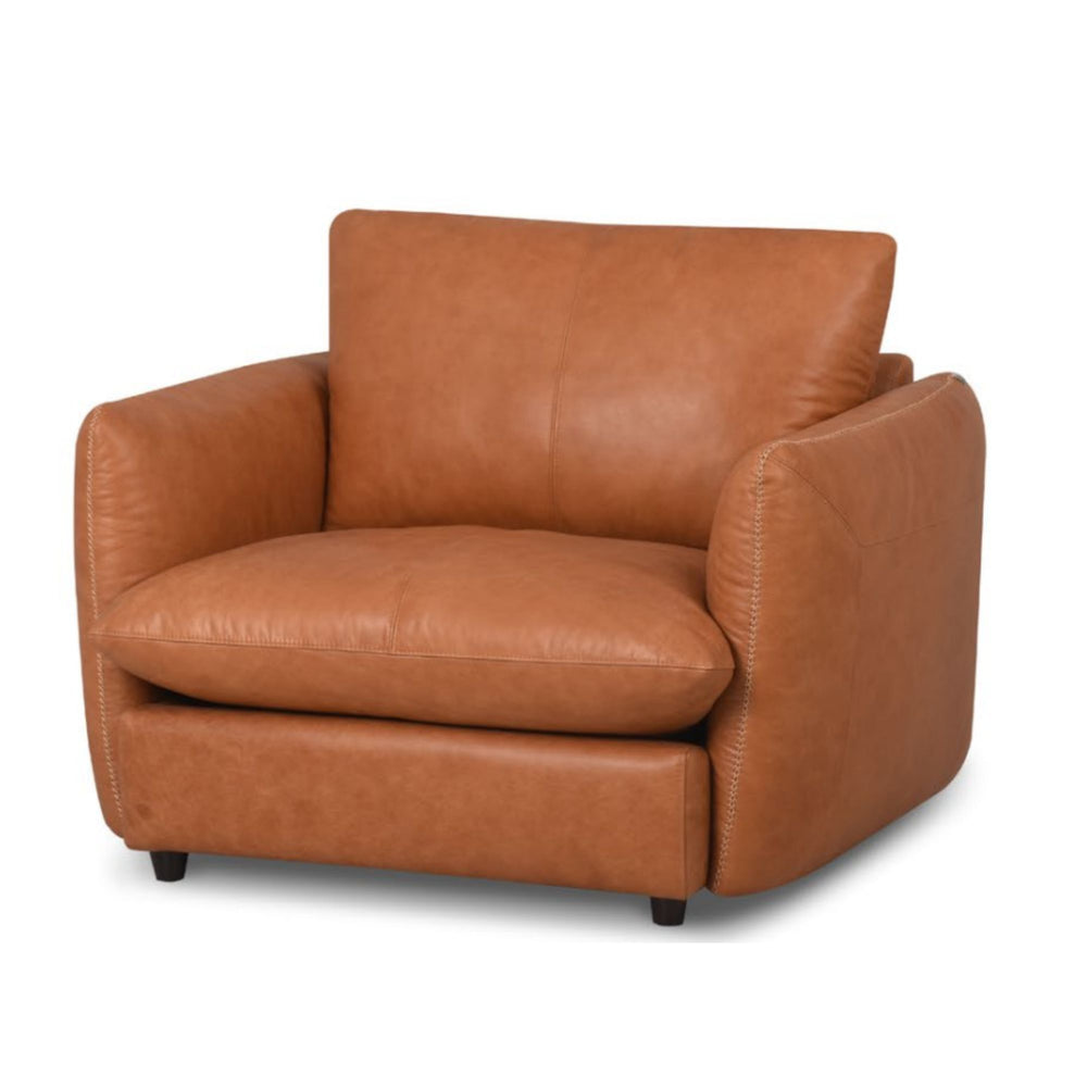 Boho Leather Single Seater Armchair Tan Brown Homestolife.in